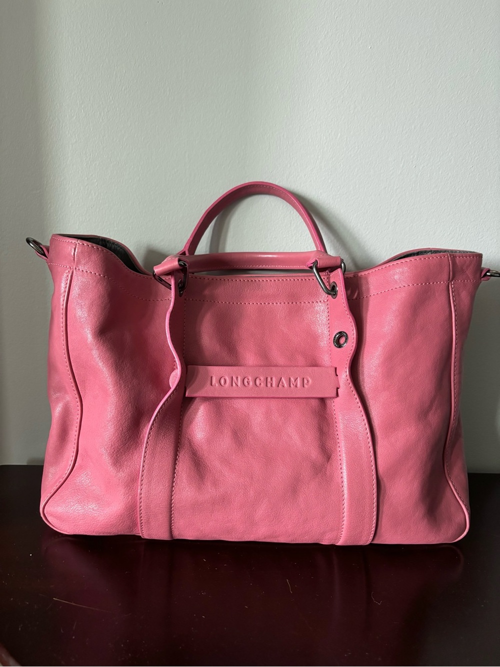 Longchamp Pink Leather Tote Bag